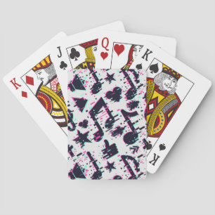 Distorted Musical Notes & Hearts Pattern Playing Cards
