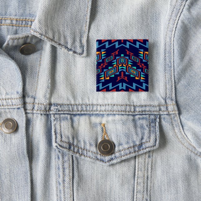 Distorted shapes abstract design 2 inch square button (In Situ)