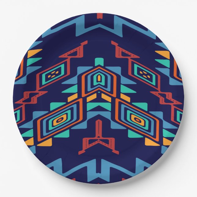Distorted shapes abstract design paper plate (Front)