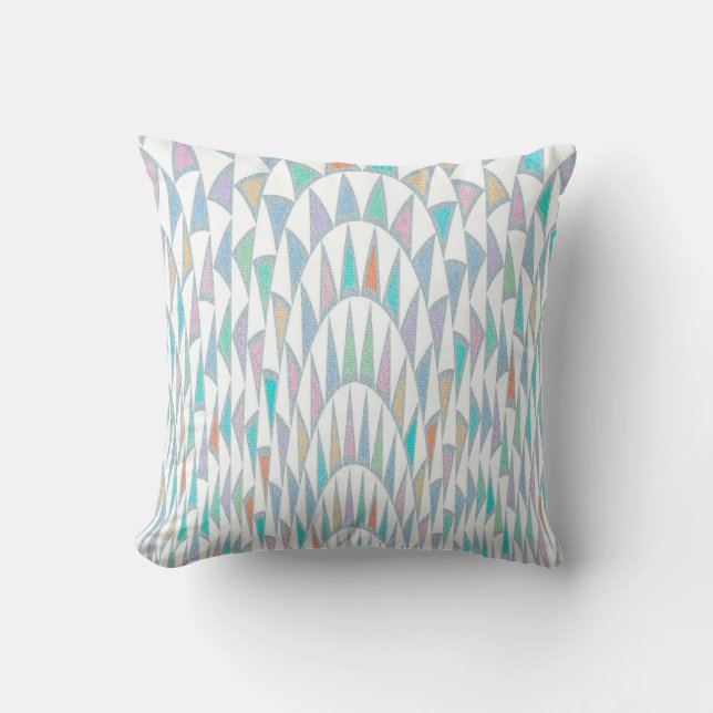 Distorted Triangles Pastel Pattern Throw Pillow (Front)