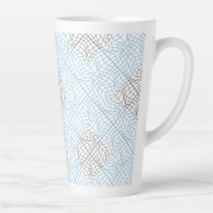 Distortion Wireframe 10 BBK.W White BG Latte Mug
