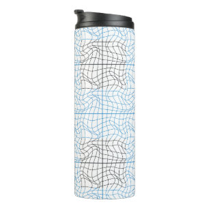 Distortion Wireframe 10 BBK.W White BG Thermal Tumbler