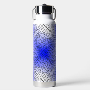 Distortion Wireframe.C01.GBluex4.Black Lines Water Bottle