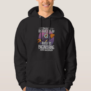 Distracted By Aerospace Engineering Engineer Graph Hoodie