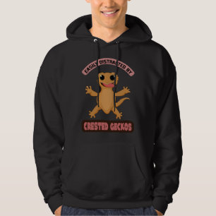 Distracted by Geckos Ironic Saying Lizard Quotes Hoodie