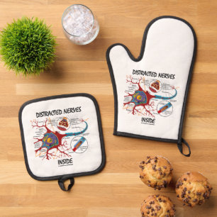 Distracted Nerves Inside Neuron Synapse Humour Oven Mitt & Pot Holder Set