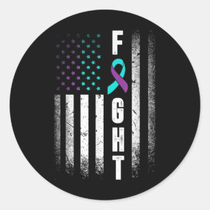 Distress American Flag Fight Suicide Prevention Aw Classic Round Sticker