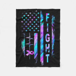 Distress American Flag Fight Suicide Prevention Aw Fleece Blanket