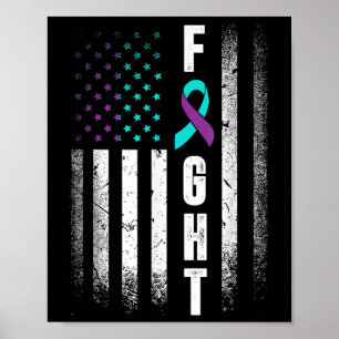 Distress American Flag Fight Suicide Prevention Aw Poster
