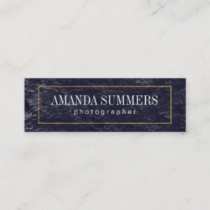 Distress Blue Gold Border   Slate Mini Business Card