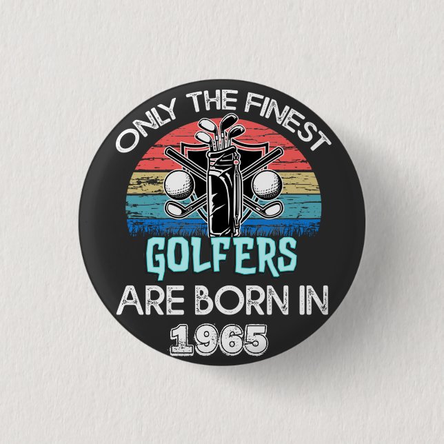 Distress Golfers Born In Multi colour Typography 1 Inch Round Button (Front)