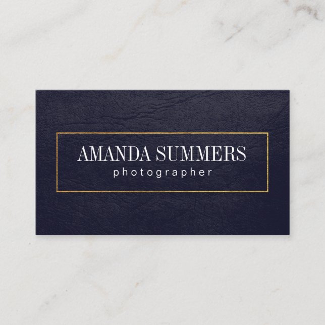 Distress Purple Gold Border Business Card (Front)
