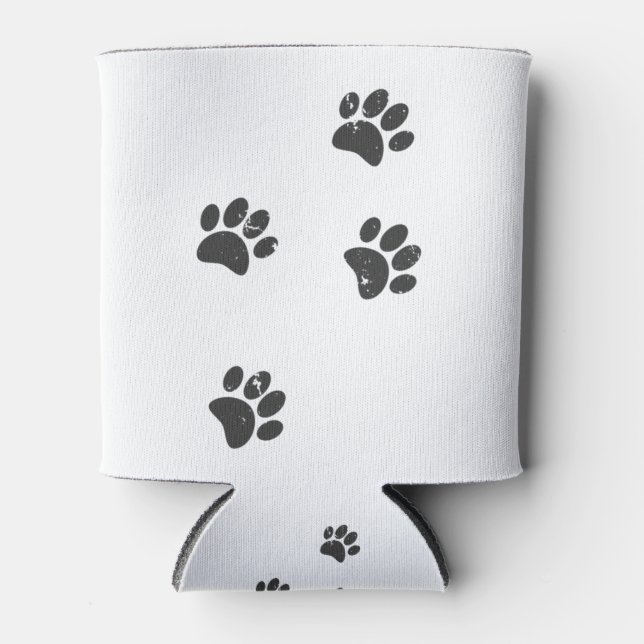 Distresse Dog Paw Tracks Can Cooler (Front)