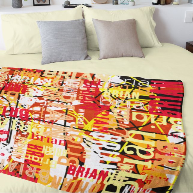 Distressed Abstract Typography Modern Art Fleece Blanket (urban style)