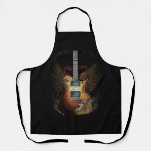 Distressed Acoustic Guitar Vintage Player Rock Rol Apron