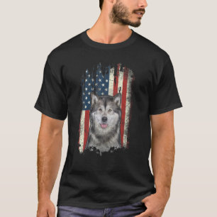 Distressed Alaska American Flag Patriotic Dog T-Shirt