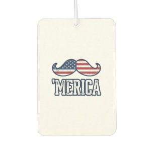 Distressed America Moustache Patriotic Vector Desi Air Freshener