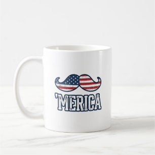 Distressed America Moustache Patriotic Vector Desi Coffee Mug