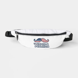 Distressed America Moustache Patriotic Vector Desi Fanny Pack