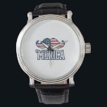 Distressed America Moustache Patriotic Vector Desi Watch<br><div class="desc">Distressed America Moustache Patriotic Vector Design_1</div>