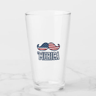 Distressed America Mustache Patriotic Vector Desig Glass