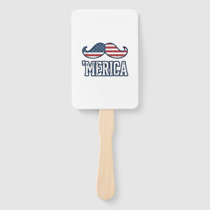 Distressed America Mustache Patriotic Vector Desig Hand Fan