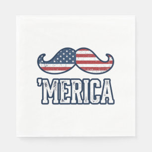 Distressed America Mustache Patriotic Vector Desig Napkin