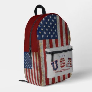 Distressed American Flag 1776 Patriotic Veterans Printed Backpack