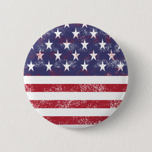 Distressed American Flag 2 Inch Round Button