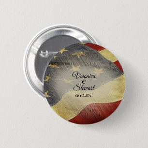 Distressed American Flag   2 Inch Round Button