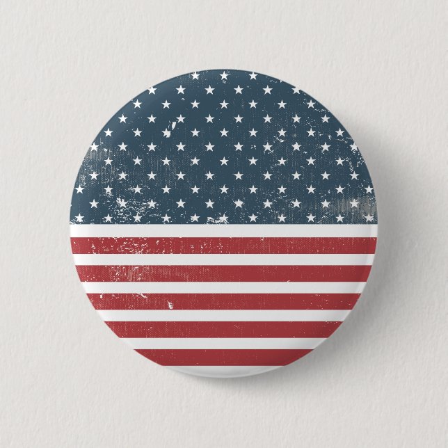 distressed american flag 2 inch round button (Front)