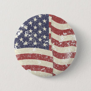 Distressed American Flag 2 Inch Round Button