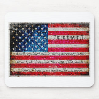 Distressed American Flag And Second Amendment Mouse Pad