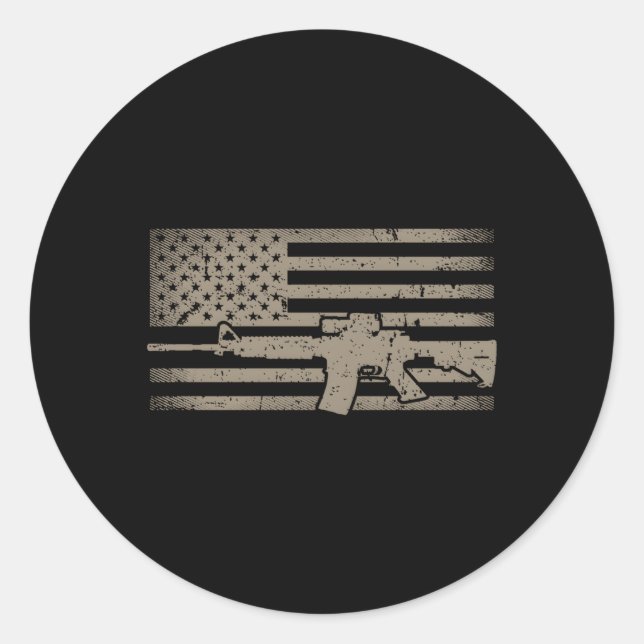 Distressed American Flag Ar15 For Gun Ar15 Classic Round Sticker (Front)