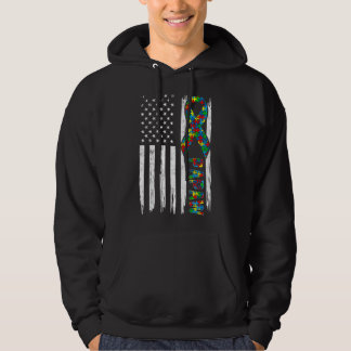 Distressed American Flag Autism Papaw Family Match Hoodie