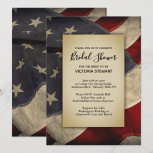 Distressed American Flag Bridal Shower Invitation