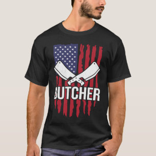 Distressed American Flag Butcher Cleaver T-Shirt
