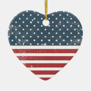 distressed american flag ceramic ornament
