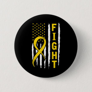 Distressed American Flag Childhood Cancer Awarenes 2 Inch Round Button