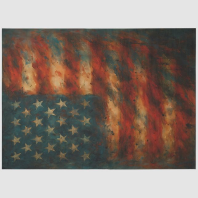 Distressed American Flag Decoupage Paper | Grunge  (Front)