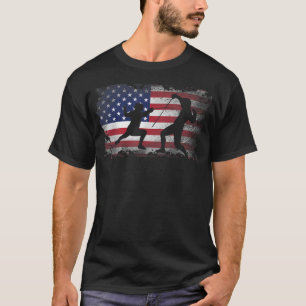 Distressed American Flag Fencing USA Patriotic Gif T-Shirt
