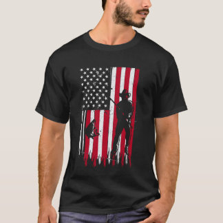 Distressed American Flag Fishing Patriotic Fisherm T-Shirt