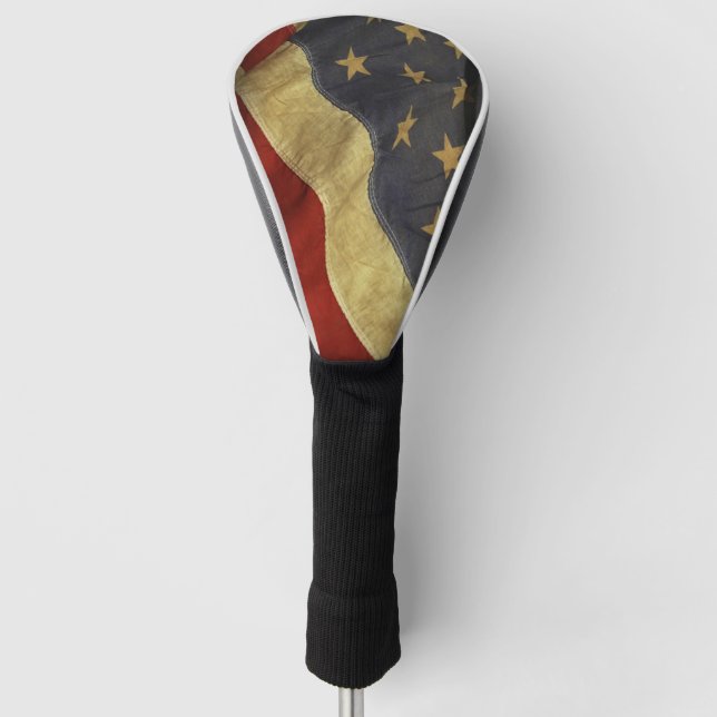 Distressed American Flag Golf Head Cover (Front)