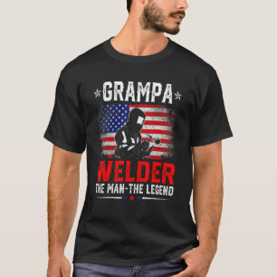 Distressed American Flag Grampa Welder The Legend T-Shirt