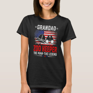 Distressed American Flag Grandad Zoo Keeper The Le T-Shirt