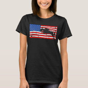 Distressed American Flag Horseback Riding Horse Jo T-Shirt