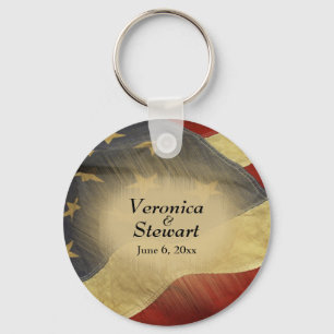 Distressed American Flag   Keychain