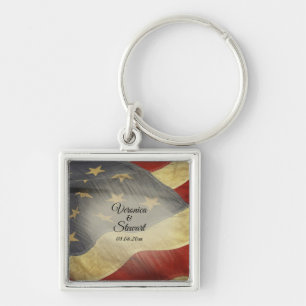 Distressed American Flag   Keychain