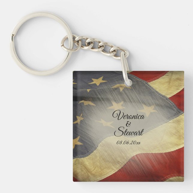 Distressed American Flag  Keychain (Front)