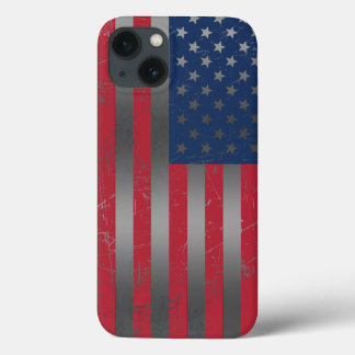 Distressed American Flag Metallic Background iPhone 13 Case